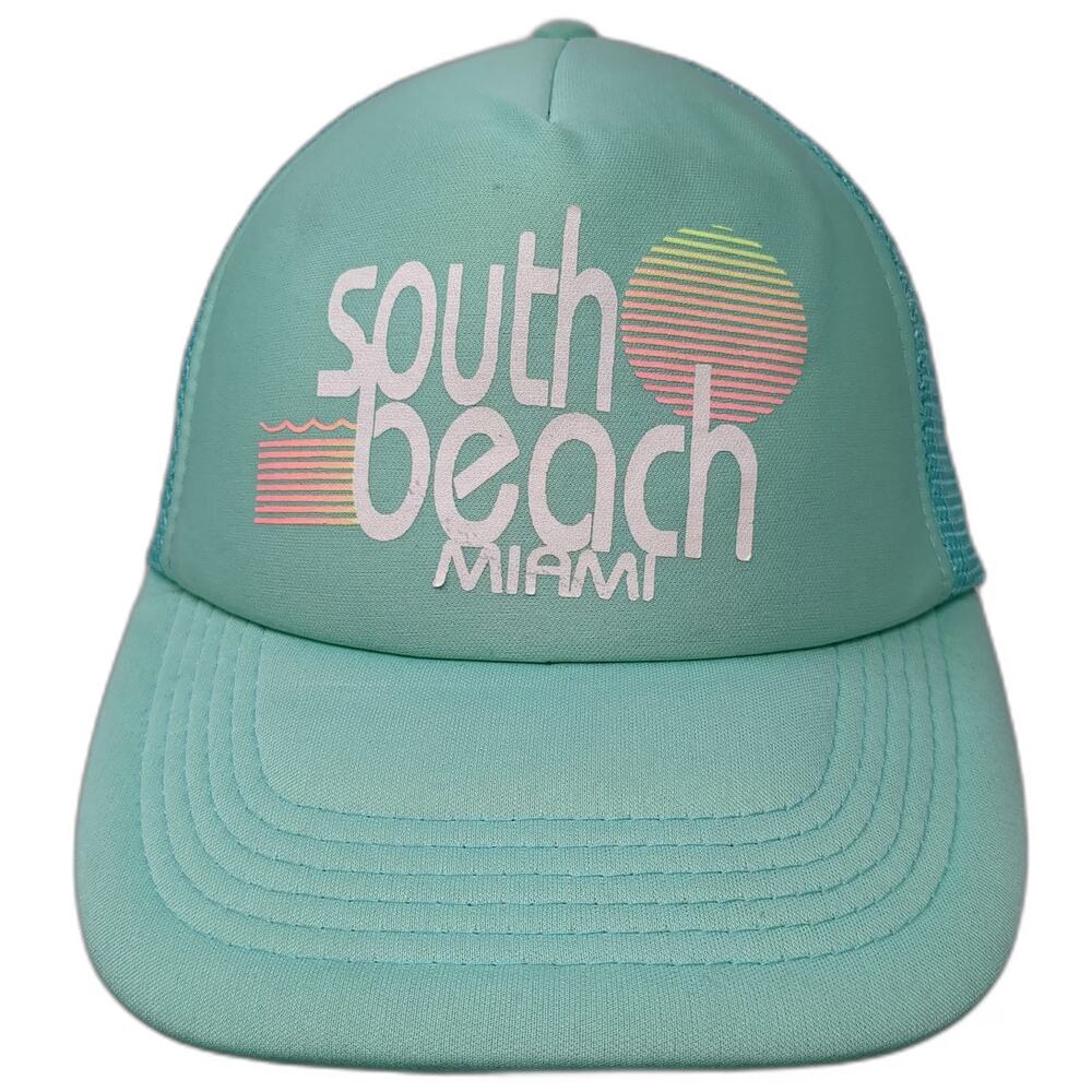 Surf Style Trucker Hat Blue One Size South Beach Miami Sunset Retro Snapback
